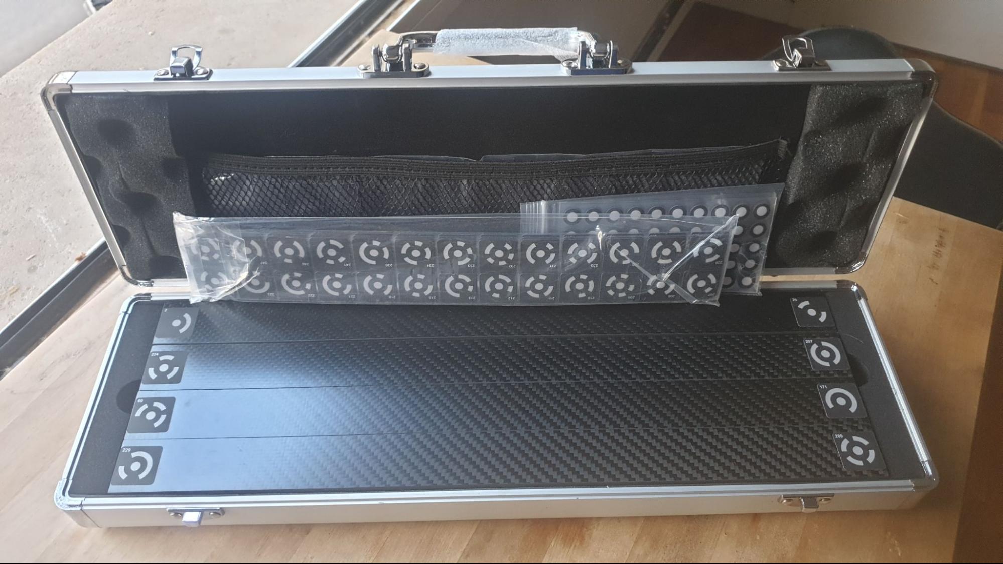 Inside the Photogrammetric Metrology Kit box.
