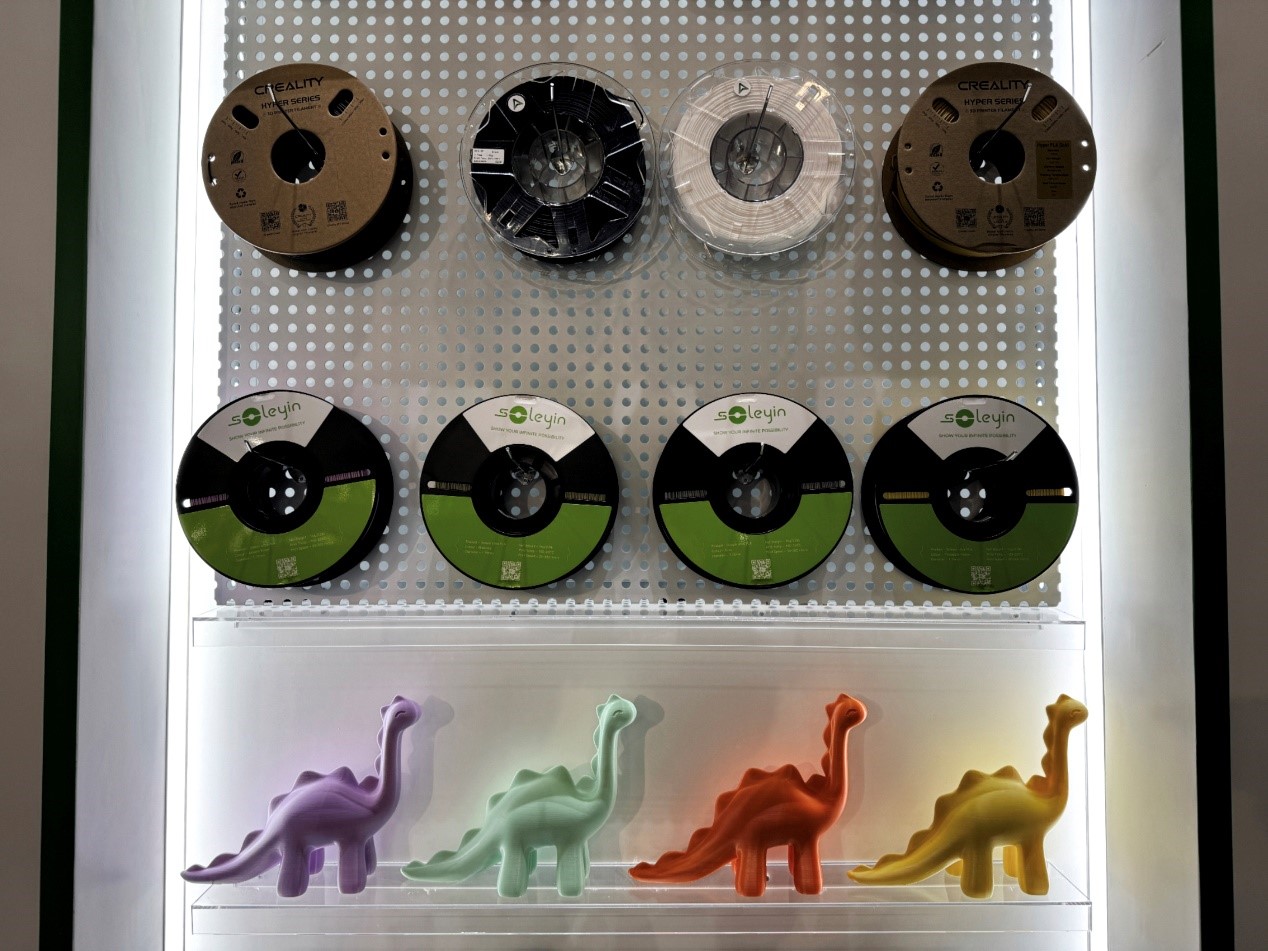 Creality's new filament brand Soleyin on display at CES 2025.
